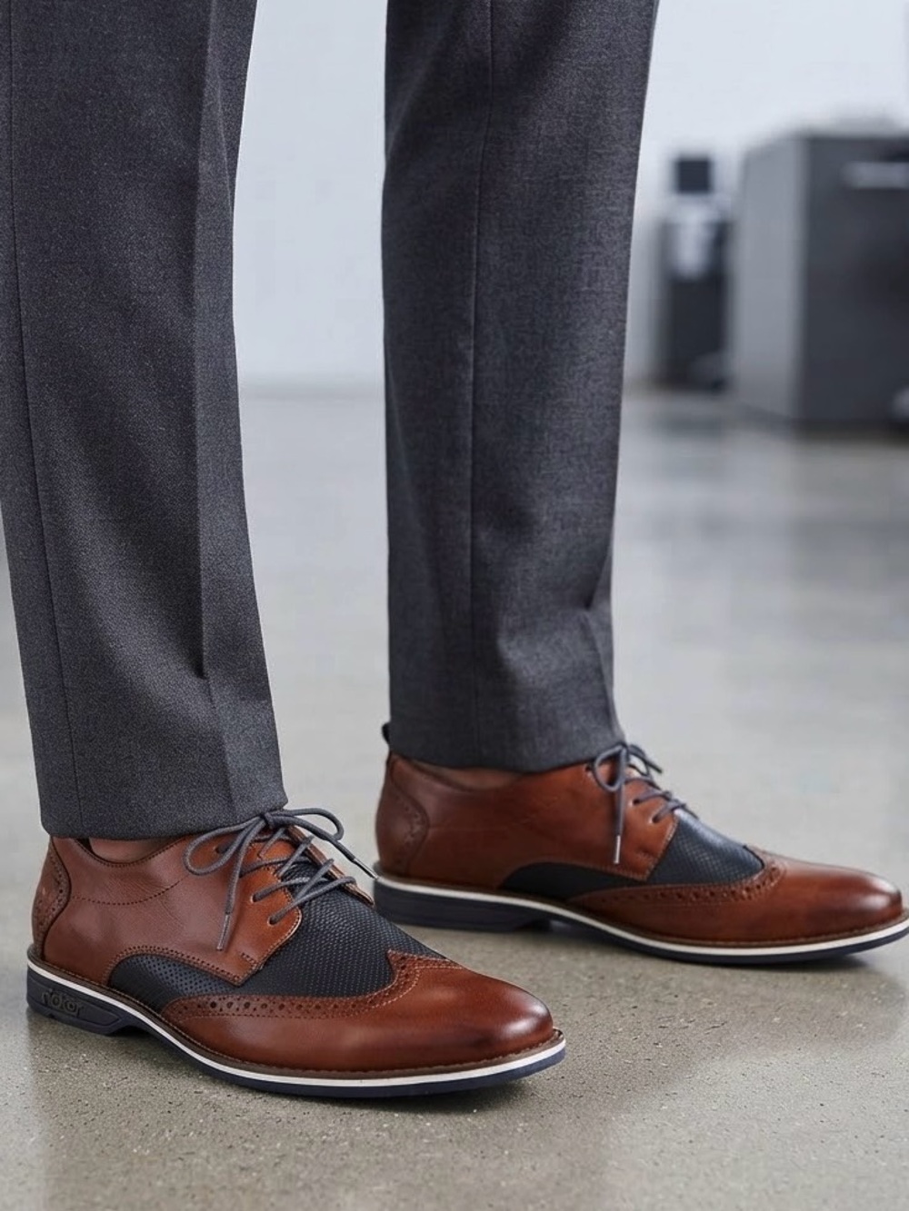 Rieker Men's Two-Tone Brogue Oxford Dress Shoes